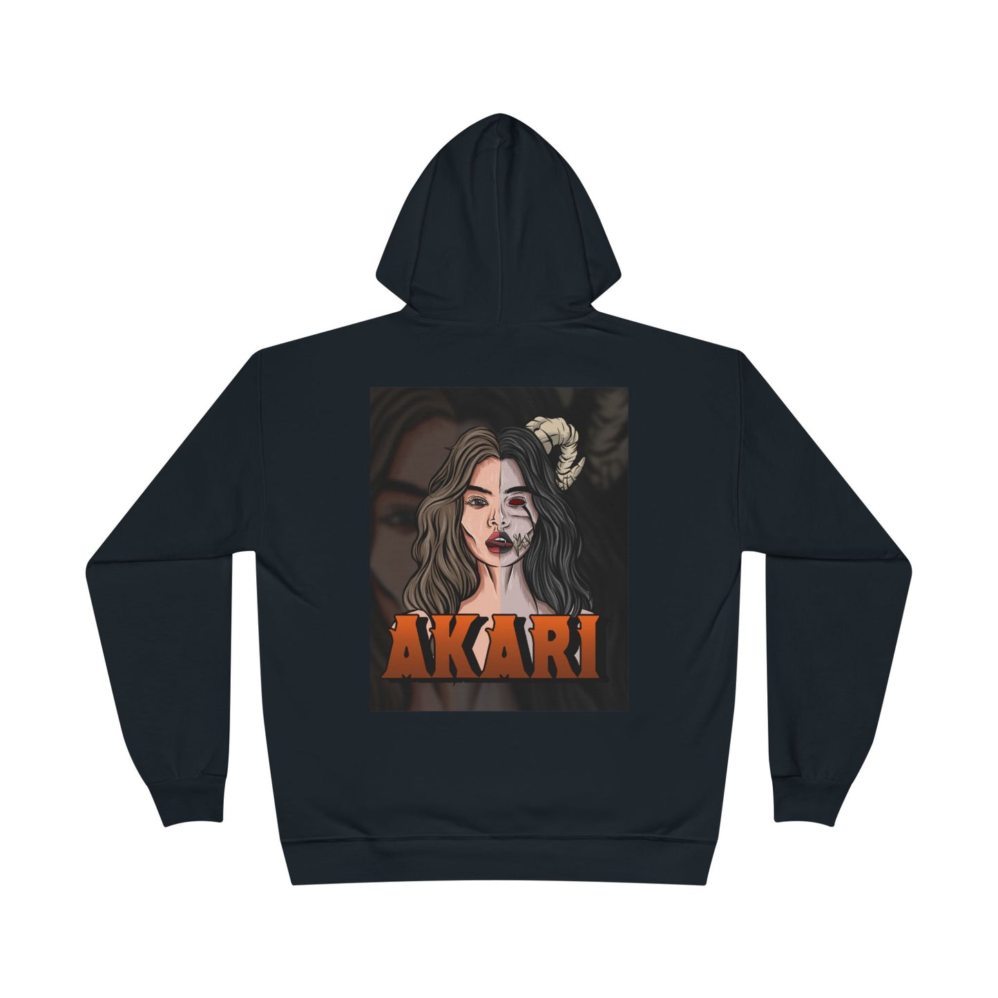 Akari Brand Face-Off Full Color Graphic Design Hoodie in Black